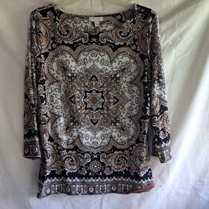 Charter Club Black and Brown Paisley Blouse